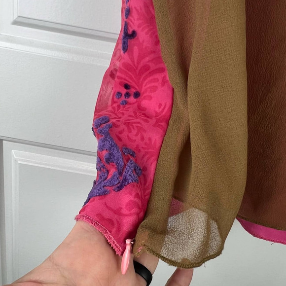 Jenni n Jess Babydoll Sleeveless Paisley Damask Mixed Fabric Print Boho Blouse - Picture 6 of 7